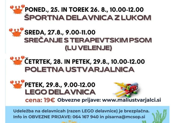 POLETNI POČITNIŠKI ŽIVŽAV - AVGUST 2025